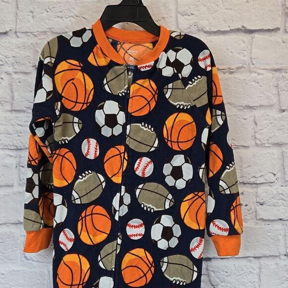 Carter's Boys 4T Sport Blanket Sleeper Footie Onesie Pajama PJ Fleece Sleepwear - Picture 6 of 7